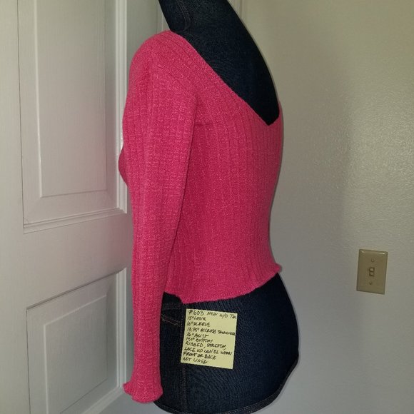 #603 NWOT KD Dance Sexy Hot Pink Ribbed Knit Top S - Picture 6 of 10